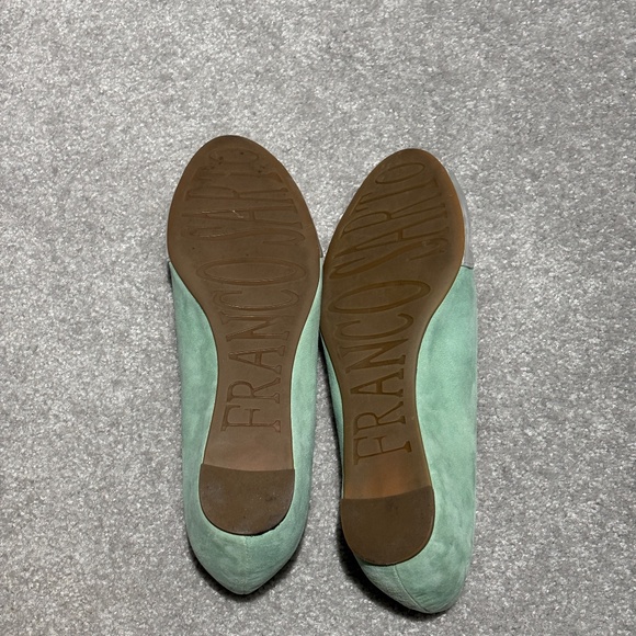 Franco Sarto mint green suede and silver peep toe ballet flats worn once - Picture 6 of 7